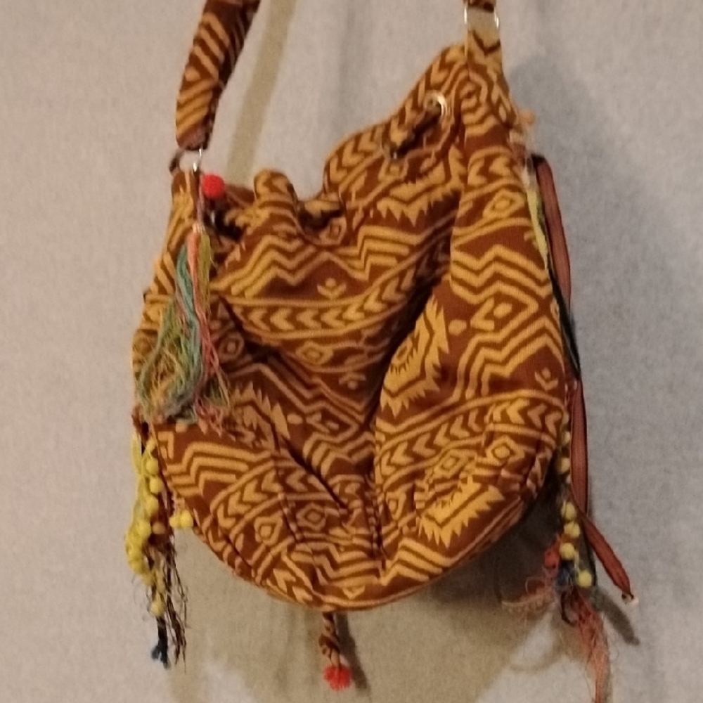 Bohemian Bucket Bag in Brown and Tan - Picture 4 of 10
